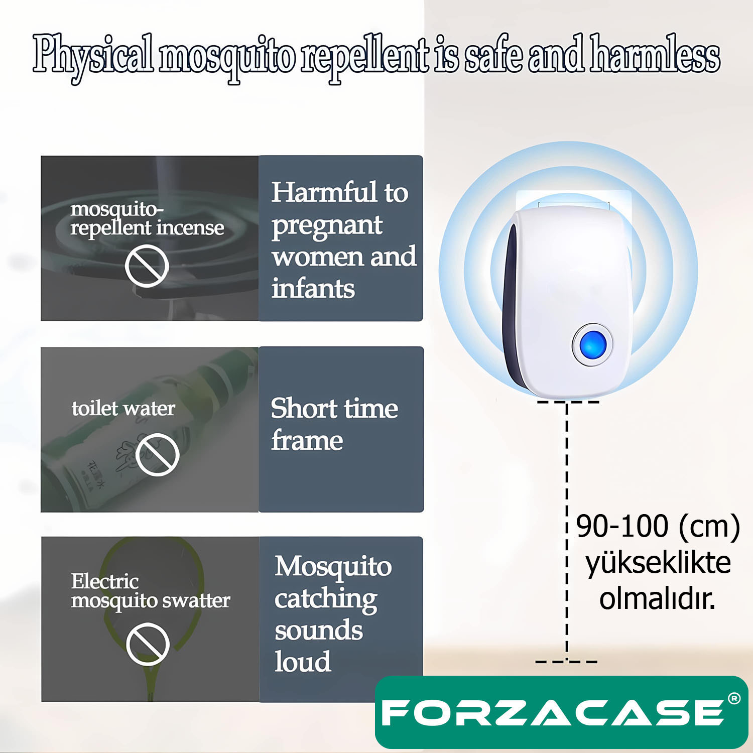Forzacase Ultrasonic Böcek Sivri Sinek Fare Ve Haşere Kovucu Cihaz - FC699