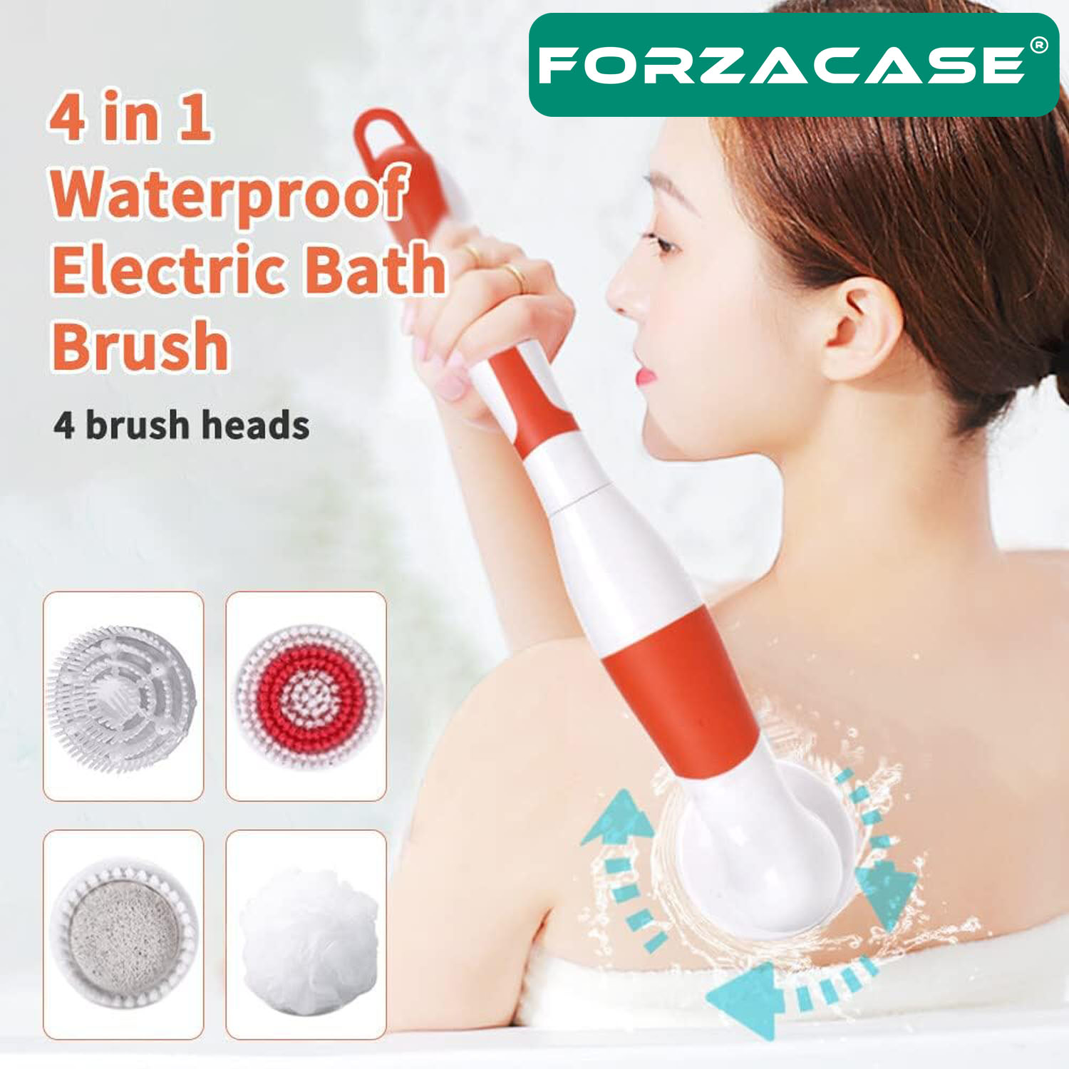Forzacase 4in1 Çok Fonksiyonlu Elektrikli Banyo Fırçası Vücut Temizleme Fırçası Masaj Aleti - FC703