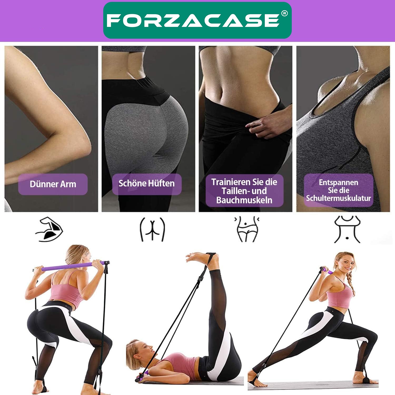 Forzacase Taşınabilir Fitness Jimnastik Pilates Studio Pilates Aleti - FC705