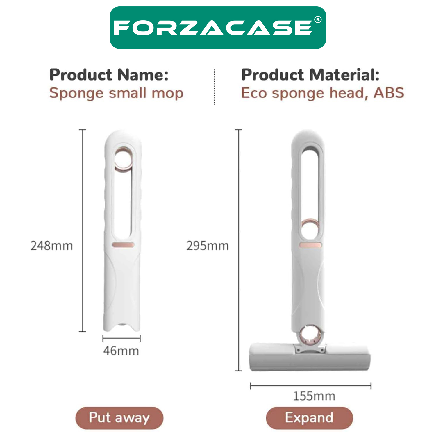Forzacase Taşınabilir Kendinden Sıkmalı Mini Temizlik Paspası Mutfak/Araba/Banyo/Cam - FC708