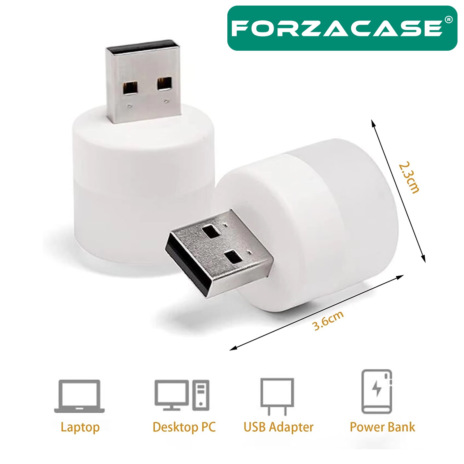 Forzacase Mini USB Led Lamba Taşınabilir Adaptör Bağlantı, PowerBank Bağlantı Mini Led - FC710