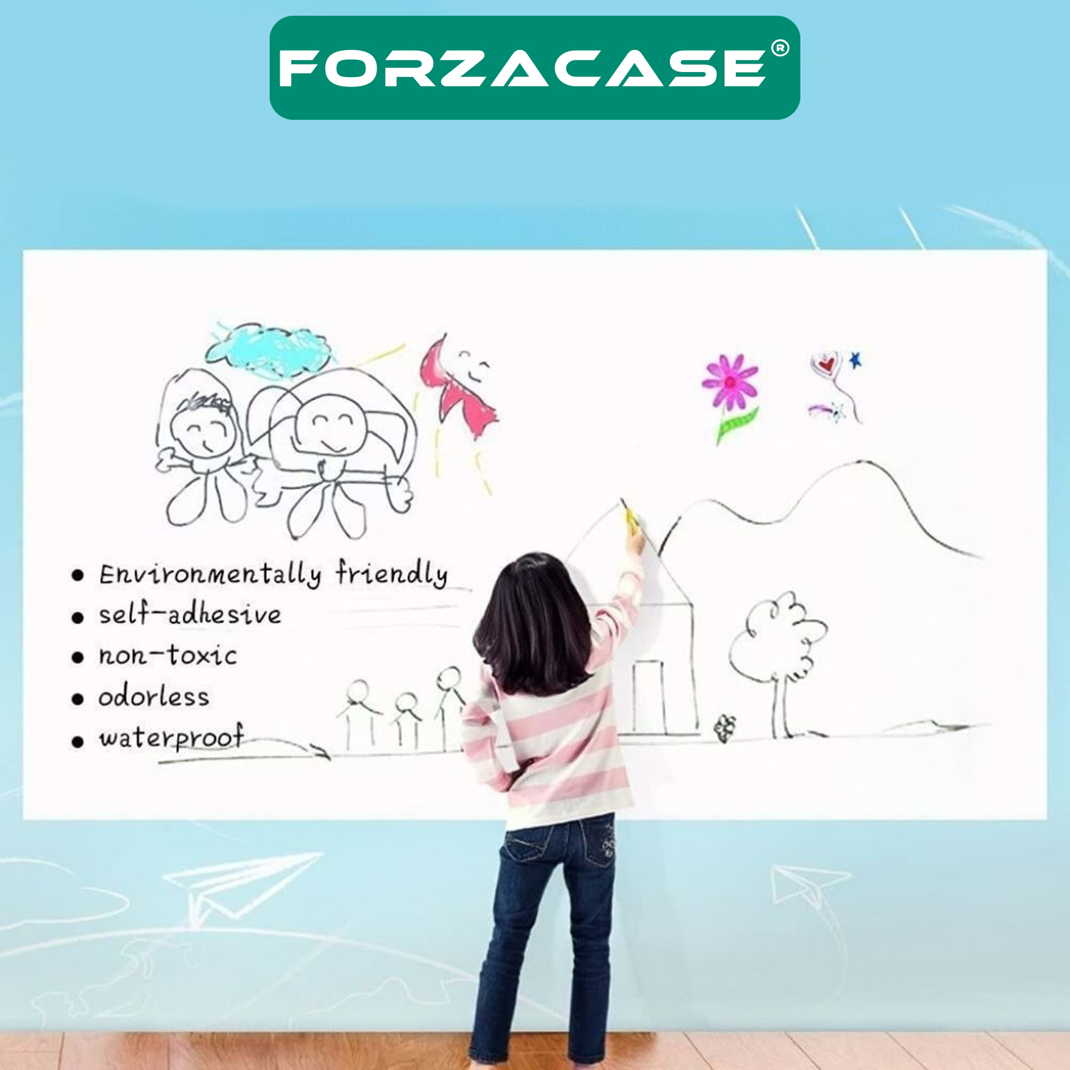 Forzacase Yazılabilir Beyaz Tahta Folyo Yazı Tahtası PVC Duvar Sticker - FC713