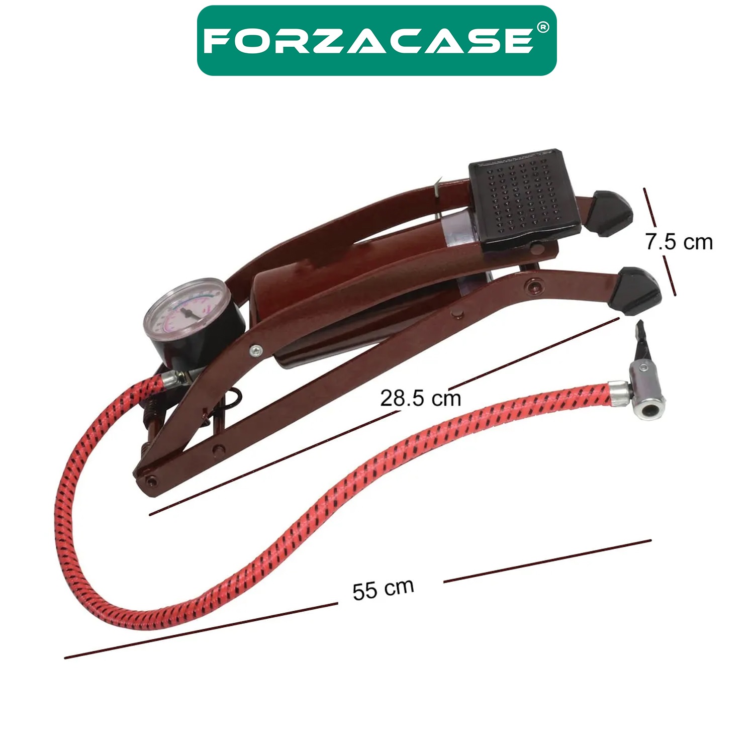 Forzacase 100 PSI Basınç Göstergeli Araba Bisiklet Motor Lastik Ayak Pompası - FC718