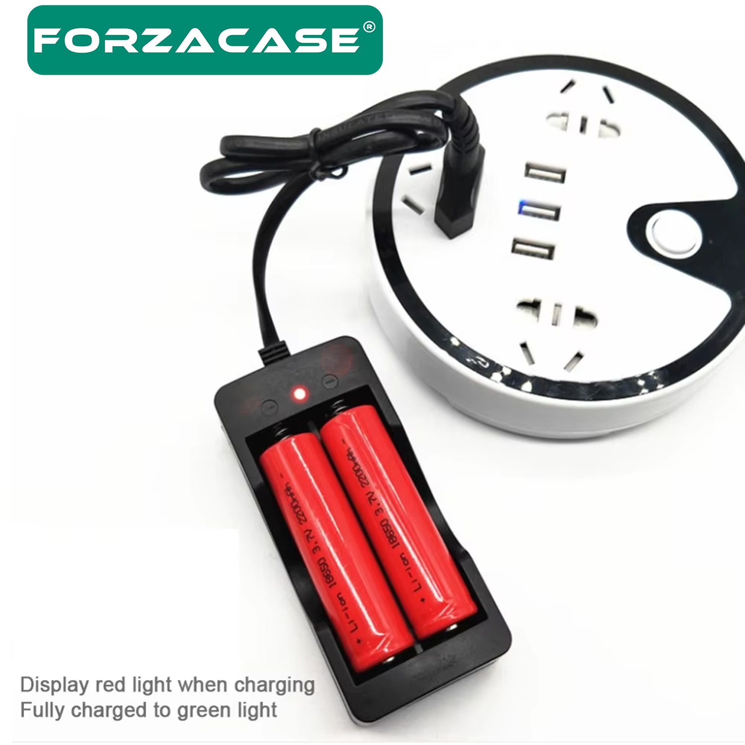 Forzacase Pil Şarj Aleti 2li Dolum Cihazı Aleti 18650 3.7v 2 Yuvalı Pil Şarj Dolum Aleti - FC723