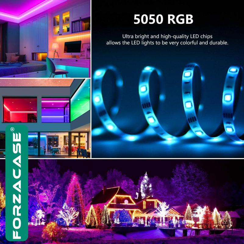 Forzacase USB Uzaktan Kumandalı RGB LED 5 Metre Şerit Gökkuşağı Işık Şeridi Led Işığı - FC724