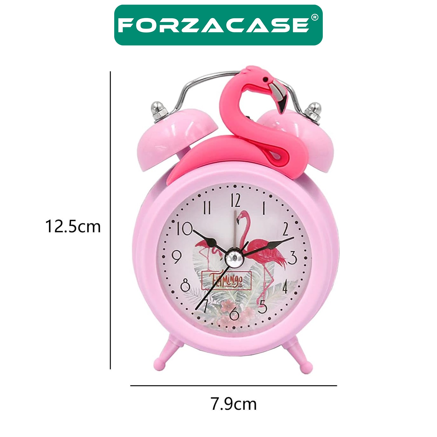 Forzacase Pembe Flamingo Tasarım Orta Boy Işıklı ve Alarmlı Çalar Saat - FC729