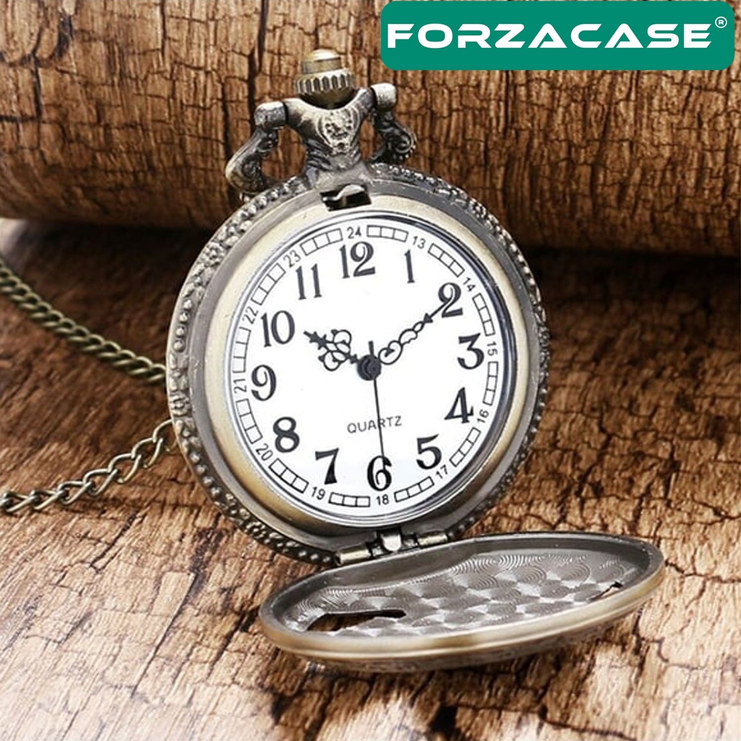 Forzacase Retro Vintage Özel Bronz Kartal İşlemeli Köstekli Cep Saati - FC731