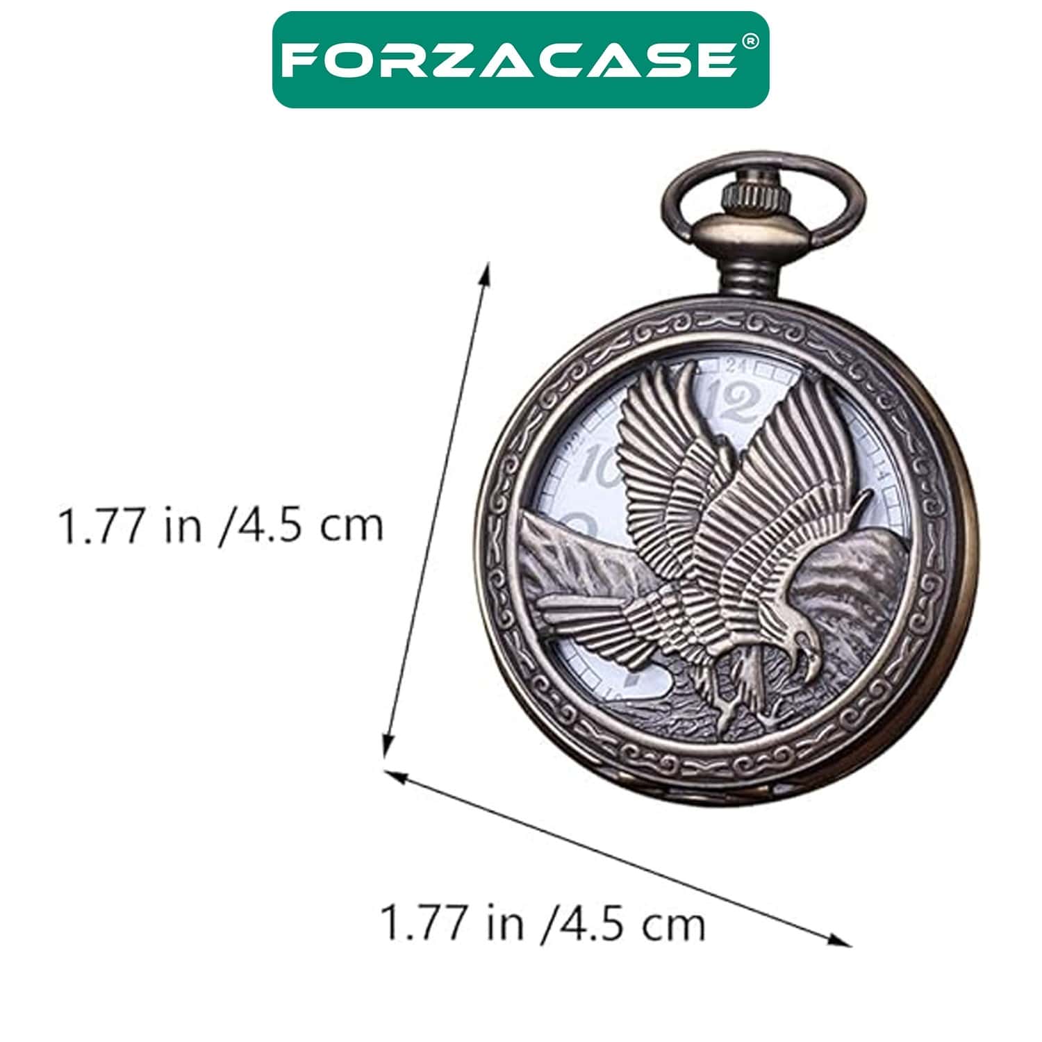 Forzacase Retro Vintage Özel Bronz Kartal İşlemeli Köstekli Cep Saati - FC731
