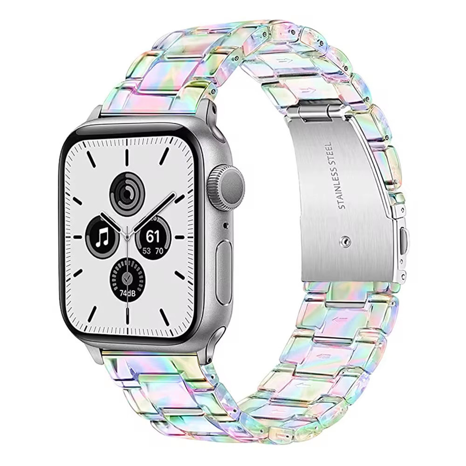 Forzacase Apple Watch 12 46mm ile uyumlu Transparan Hologram Baklalı Kordon Kayış - FC886