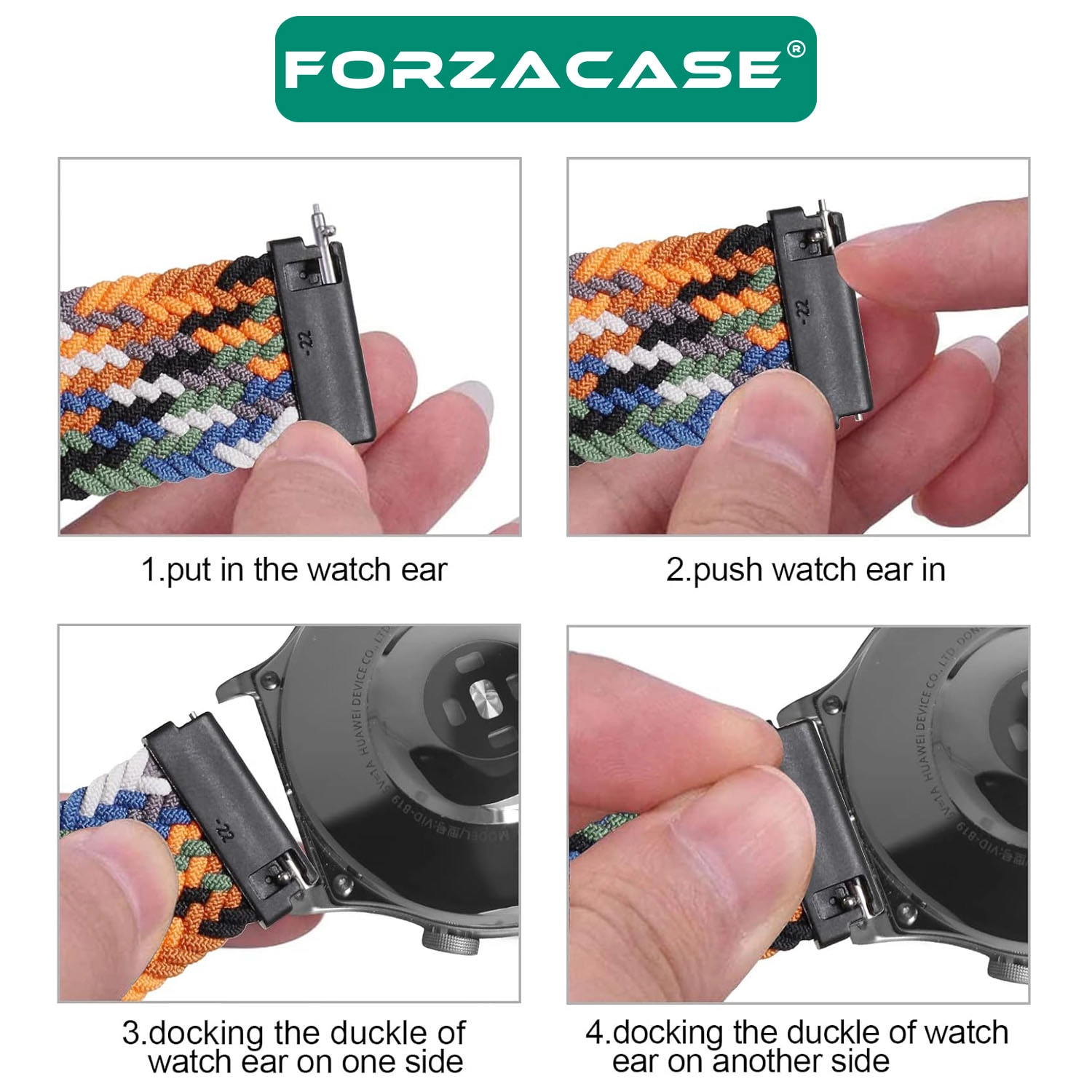 Forzacase Honor Watch 6 46mm ile uyumlu Esnek Hasır Örgü Tokalı Kordon Kayış - FC739