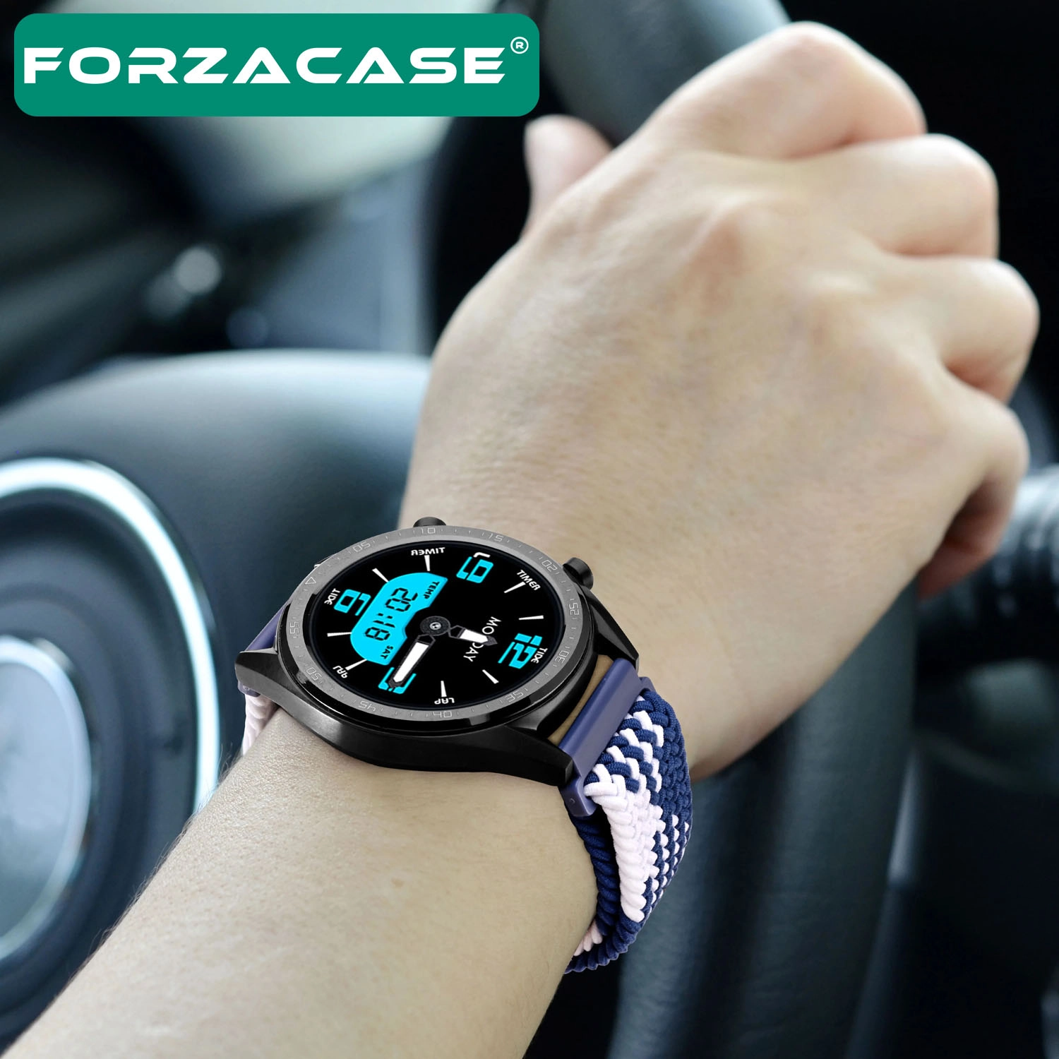 Forzacase Honor Watch 6 46mm ile uyumlu Esnek Hasır Örgü Tokalı Kordon Kayış - FC739