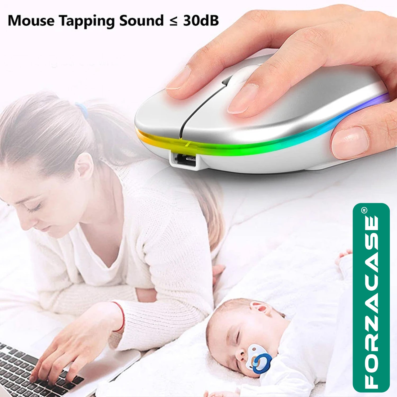 Forzacase 1600 DPI Şarj Edilebilir 2.4 GHz RGB Bluetooth Kablosuz Mouse - FC750