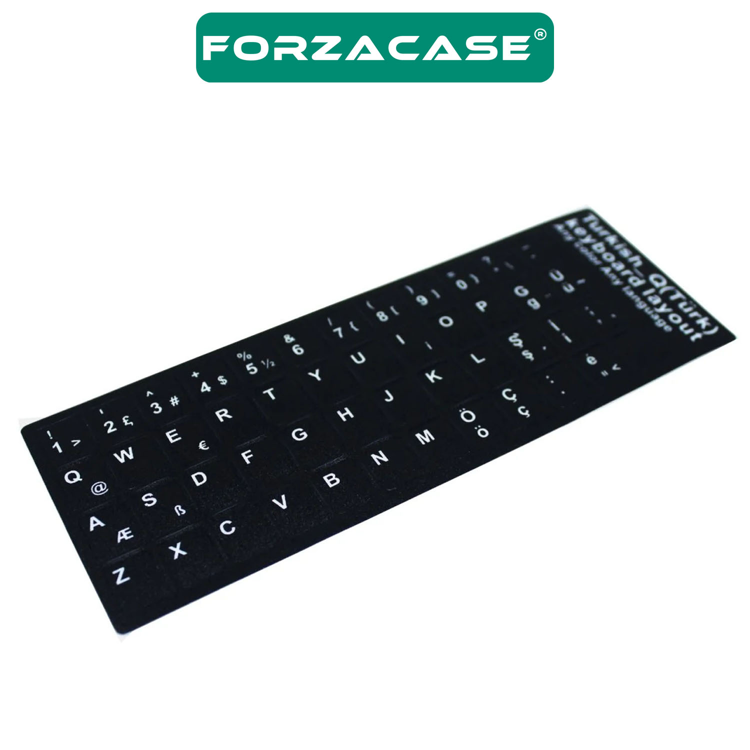 Forzacase Türkçe Q Klavye Etiketi Laptop Macbook PC Sticker Siyah - FC757