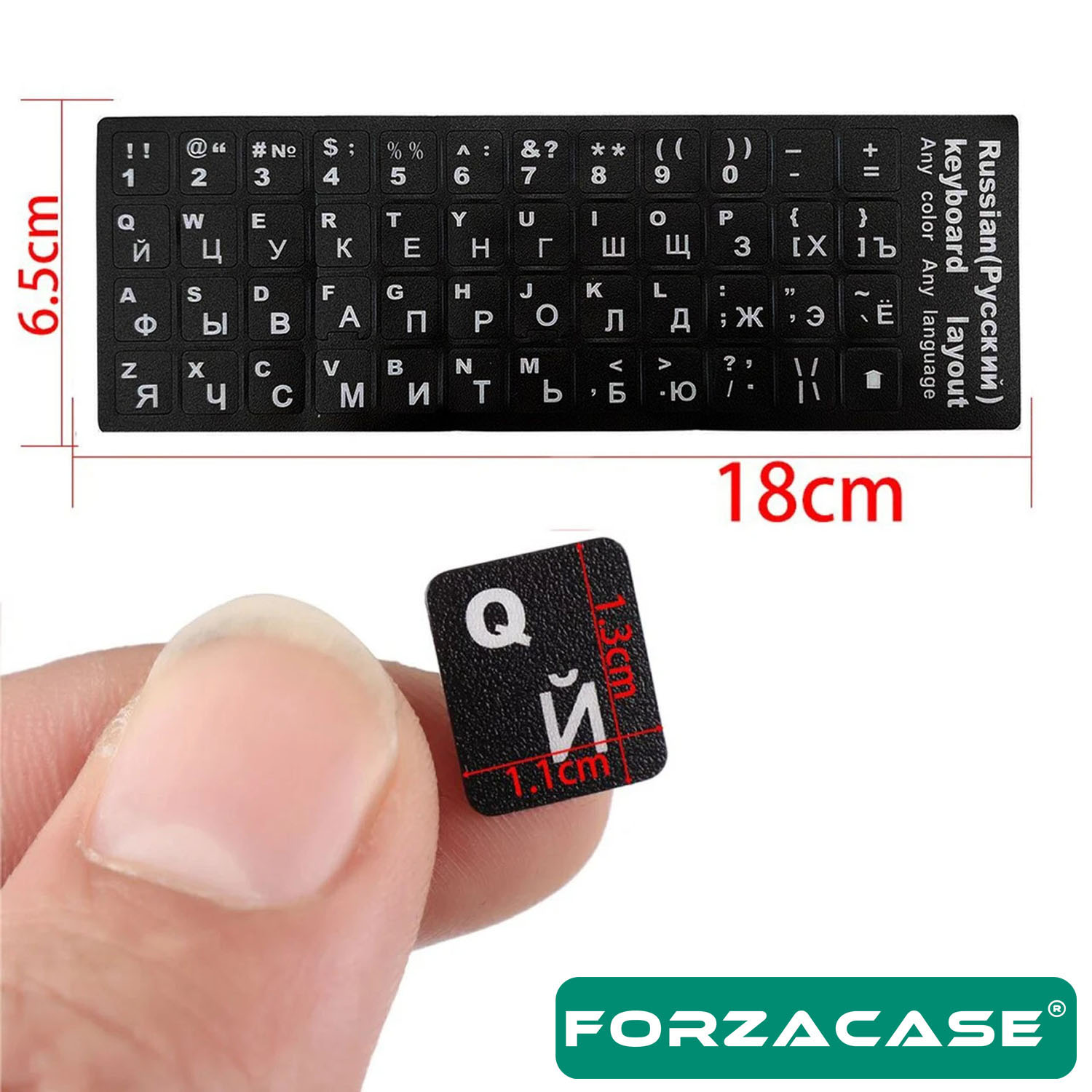 Forzacase Rusça Q Klavye Etiketi Laptop Macbook PC Harf Sticker Çıkartma - FC757