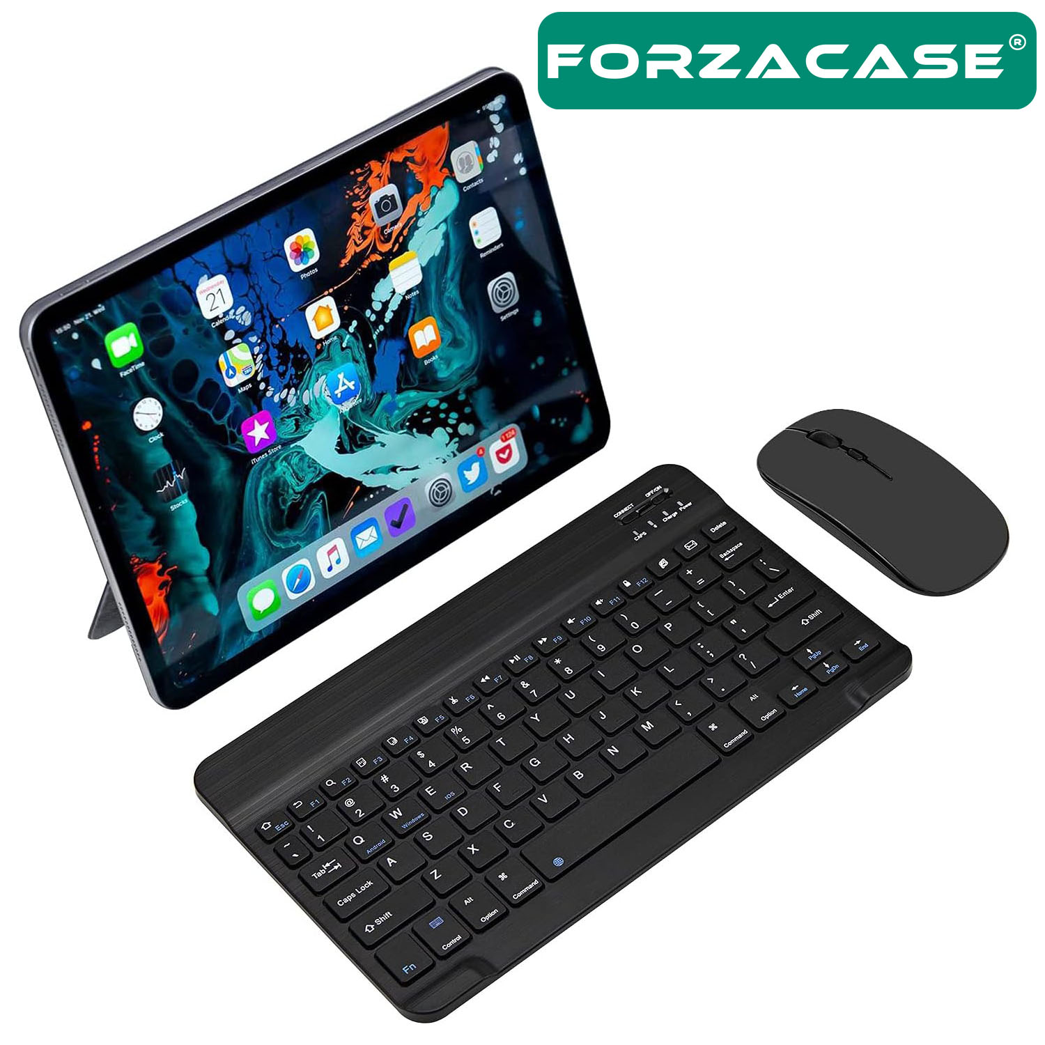 Forzacase Samsung Galaxy Tab S10 Ultra SM-X920 uyumlu Bluetooth Kablosuz Klavye Mouse Set - FC760