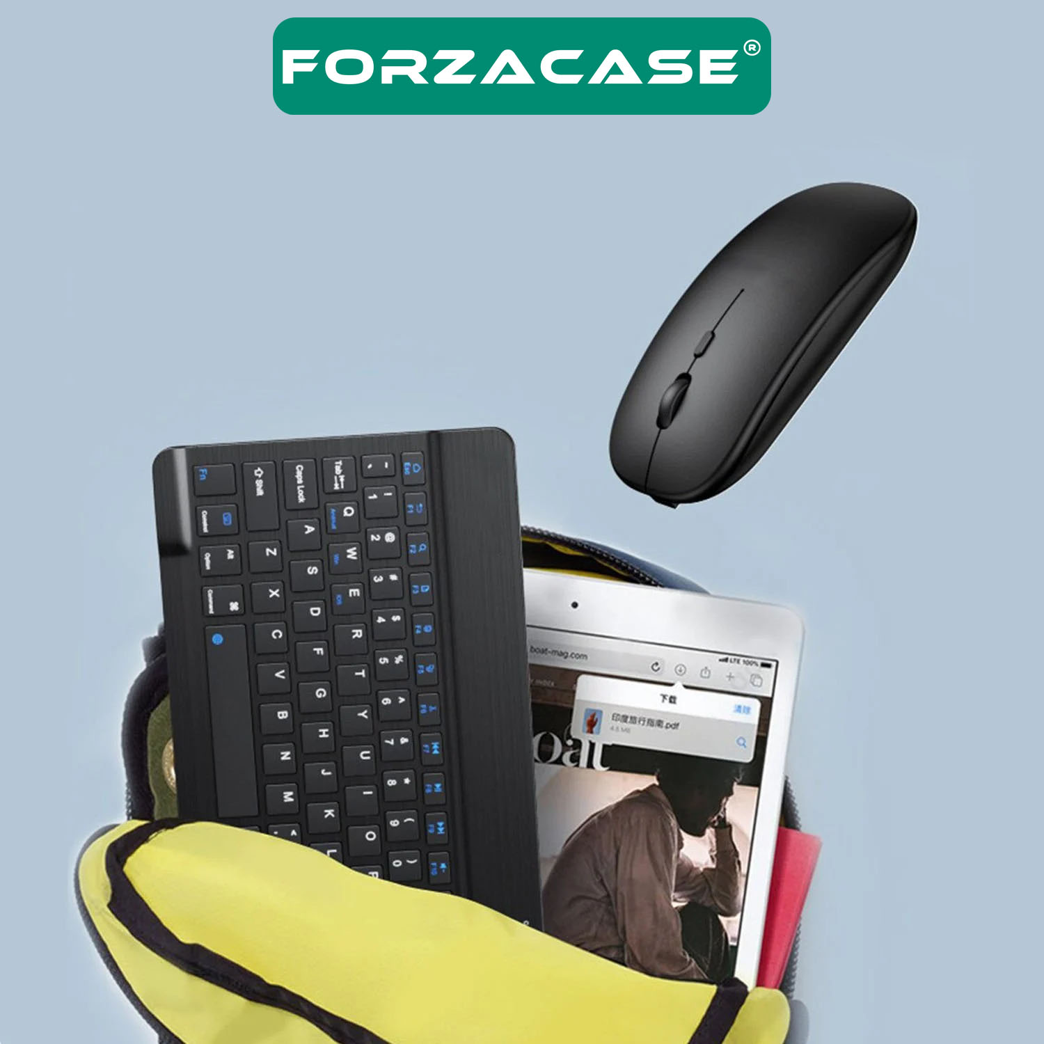 Forzacase Samsung Galaxy Tab S10 Ultra SM-X920 uyumlu Bluetooth Kablosuz Klavye Mouse Set - FC760
