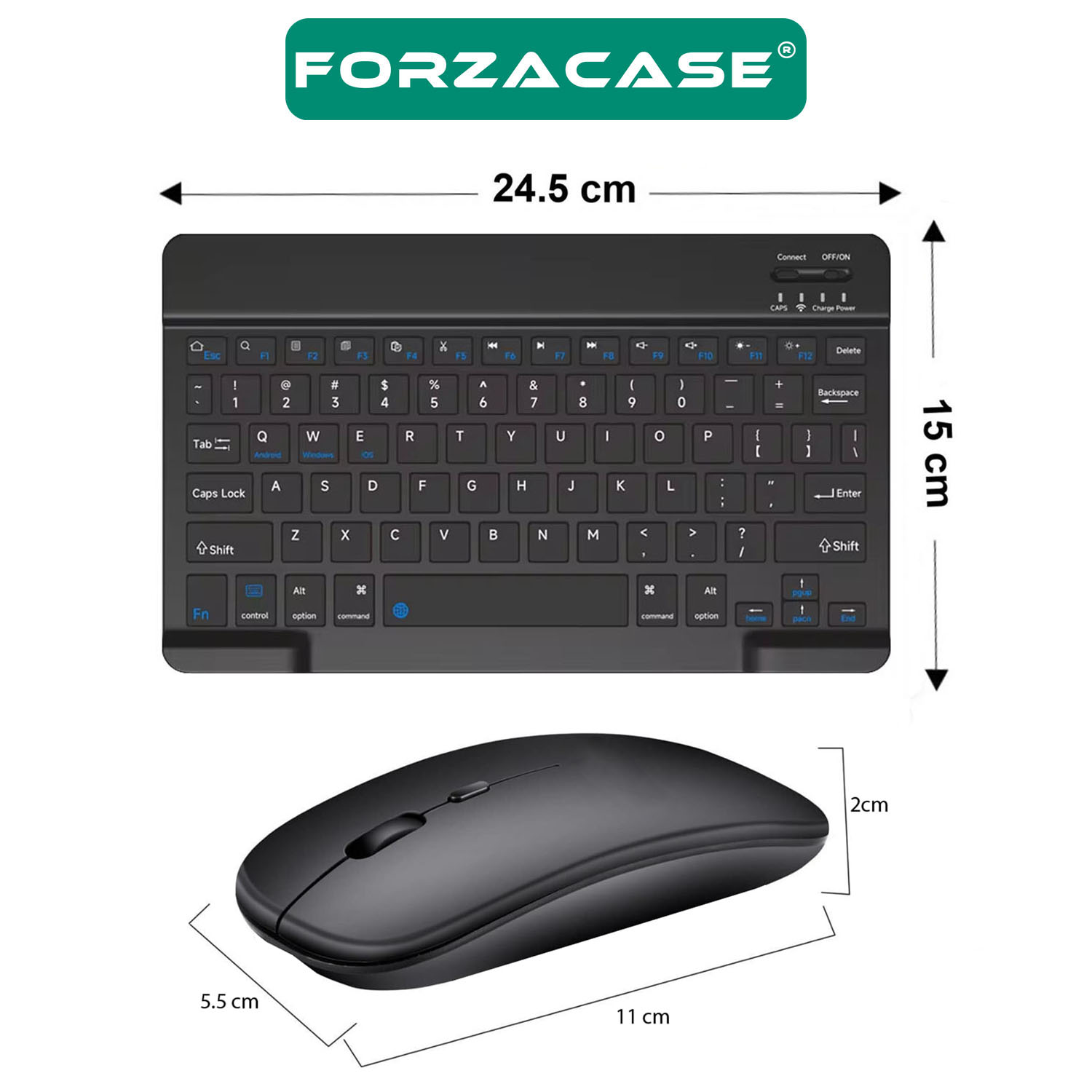 Forzacase Samsung Galaxy Tab S10 Ultra SM-X920 uyumlu Bluetooth Kablosuz Klavye Mouse Set - FC760