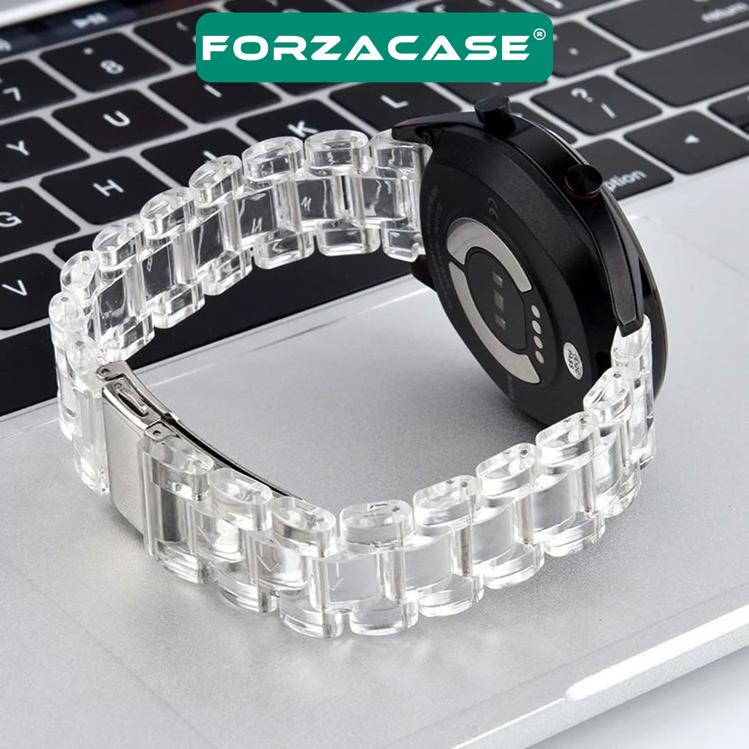 Forzacase Amazfit GTR 3 / GTR 3 Pro ile uyumlu Transparan Şeffaf Baklalı Kordon Kayış - FC763