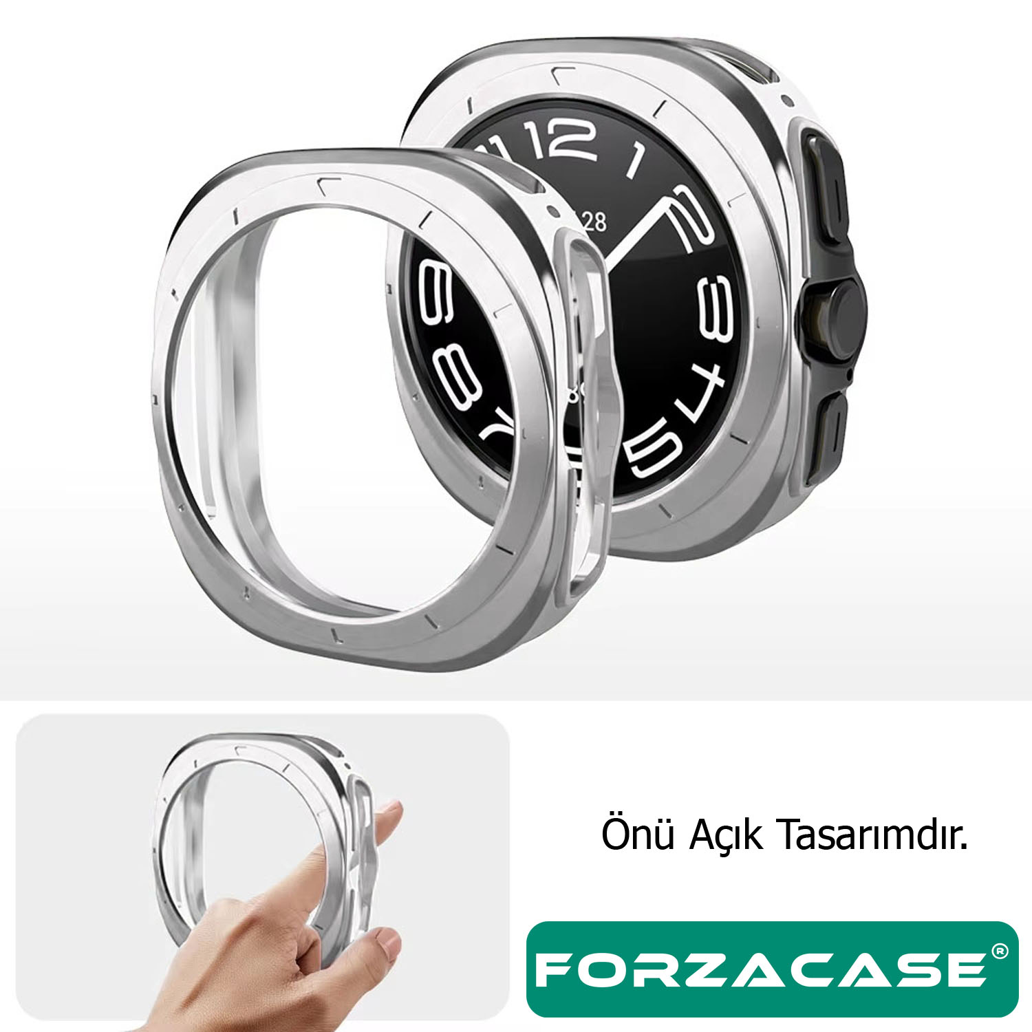 Forzacase Samsung Galaxy Watch 7 Ultra 47mm ile uyumlu Önü Açık Silikon Kılıf - FC764