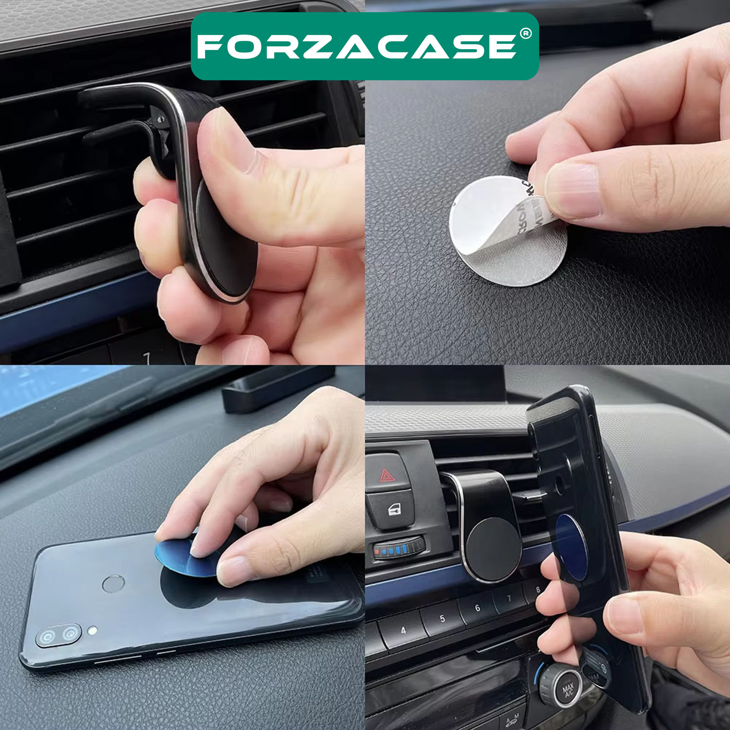 Forzacase Güçlendirilmiş Mıknatıslı Izgaralıktan Mandallı Araç Içi Telefon Tutucu - FC773