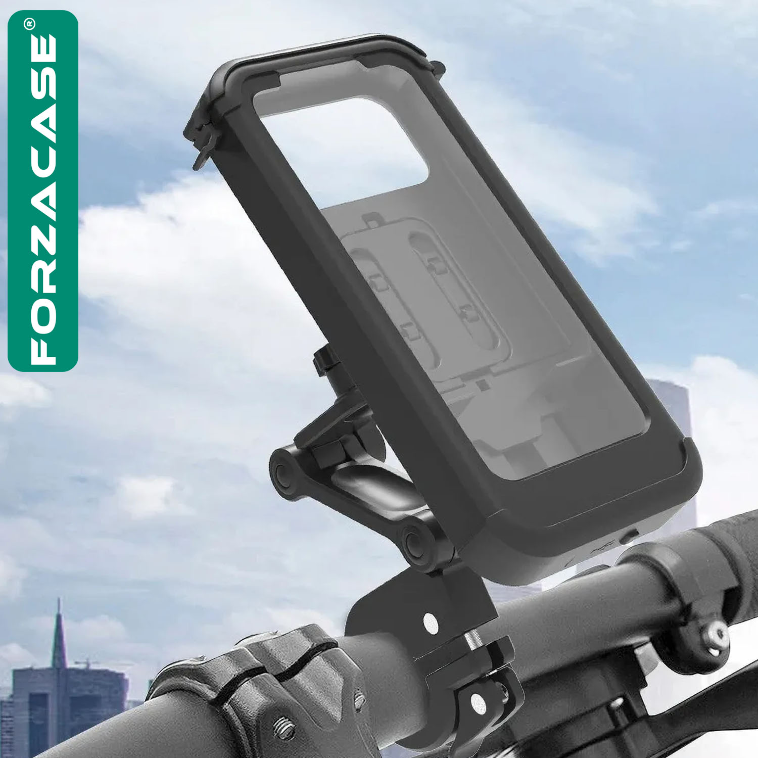 Forzacase Bisiklet Motosiklet Scooter için Gidon Uyumlu Önü Kapalı Su Geçirmez Telefon Tutucu FC780