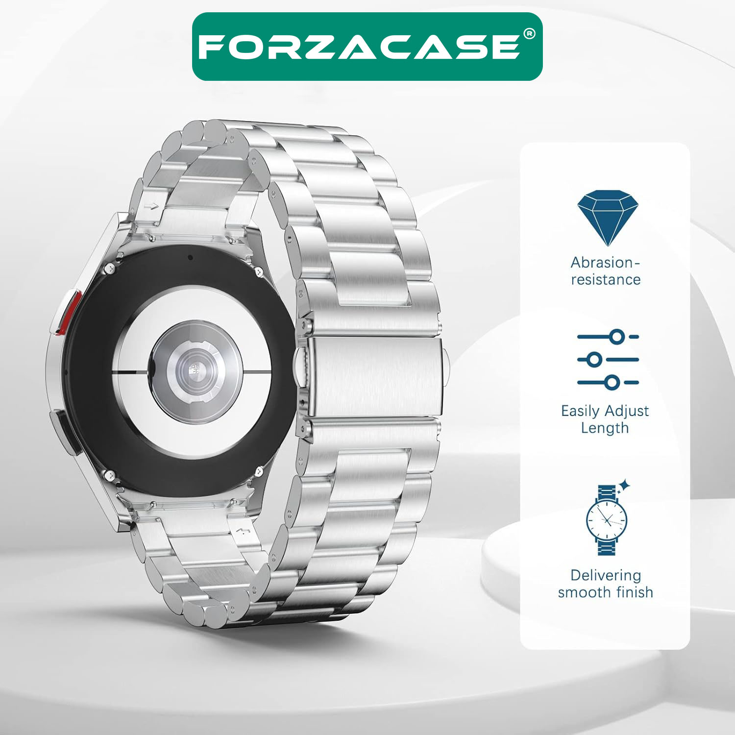 Forzacase Samsung Galaxy Watch FE ile uyumlu Metal Baklalı Kordon Kayış - FC790
