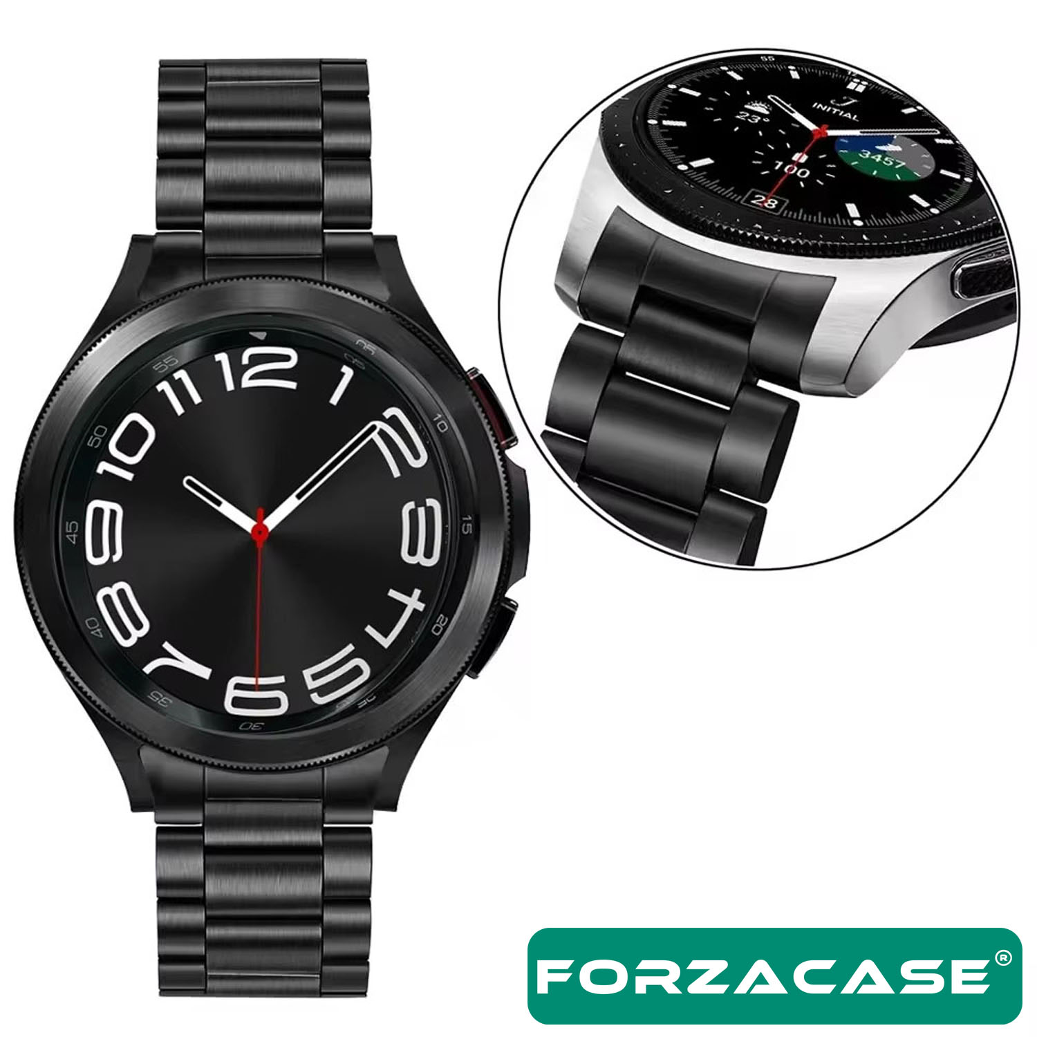 Forzacase Samsung Galaxy Watch 7 40mm ile uyumlu Metal Baklalı Kordon Kayış - FC790