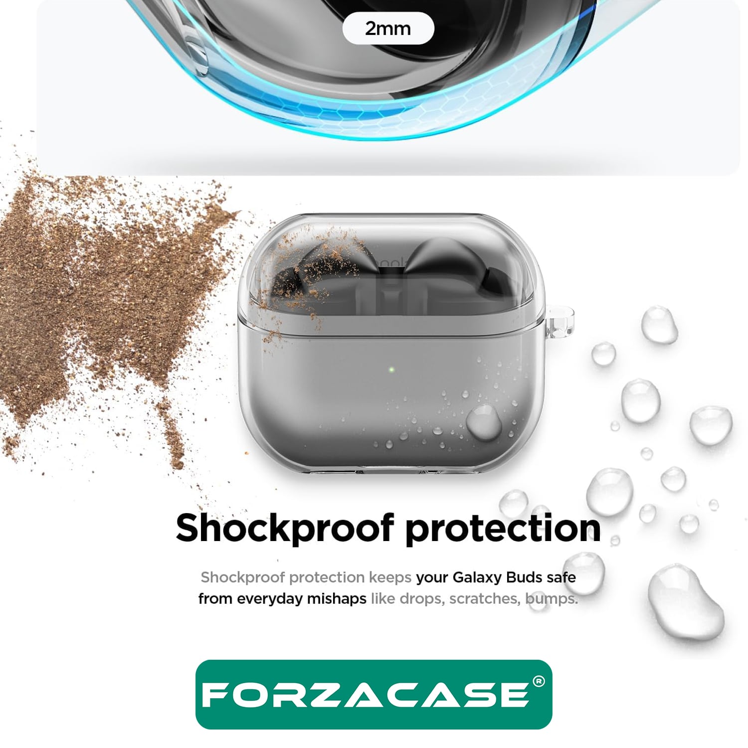 Forzacase Samsung Galaxy Buds 3 uyumlu Şeffaf Anahtar Askılıklı Bluetooth Kulaklık Kılıfı - FC791