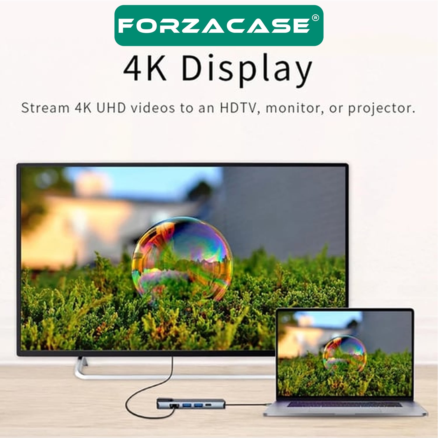 Forzacase Notebook Macbook Type-C Görüntü Aktarıcı 5in1 Ethernet USB HDMI Çevirici Hub HDTV FC799