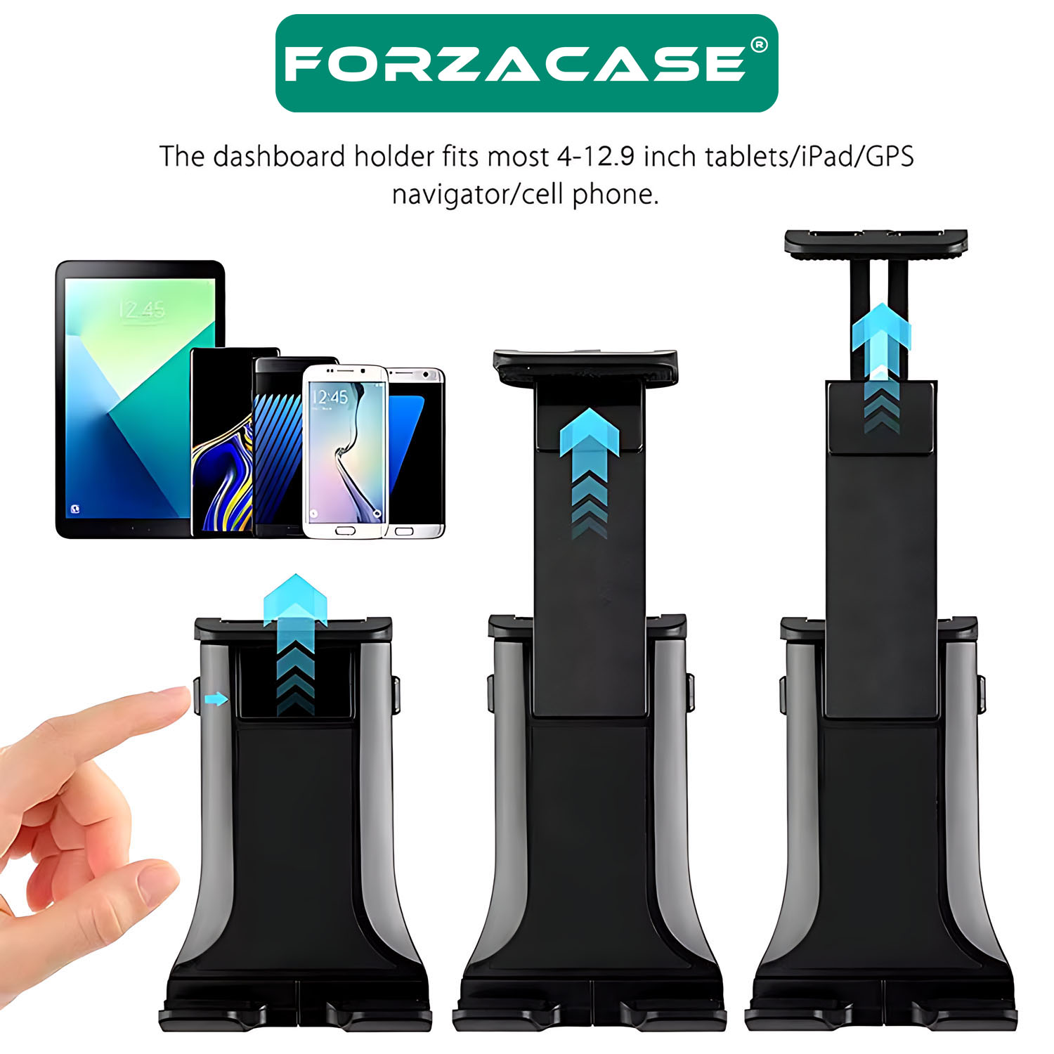 Forzacase 360 Derece Döner Araç İçi Torpido ve Cam Vantuzlu Telefon Tablet Tutucu - FC802