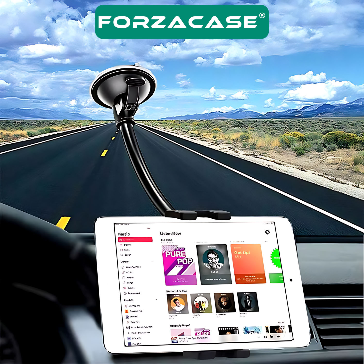 Forzacase 360 Derece Döner Araç İçi Torpido ve Cam Vantuzlu Telefon Tablet Tutucu - FC802