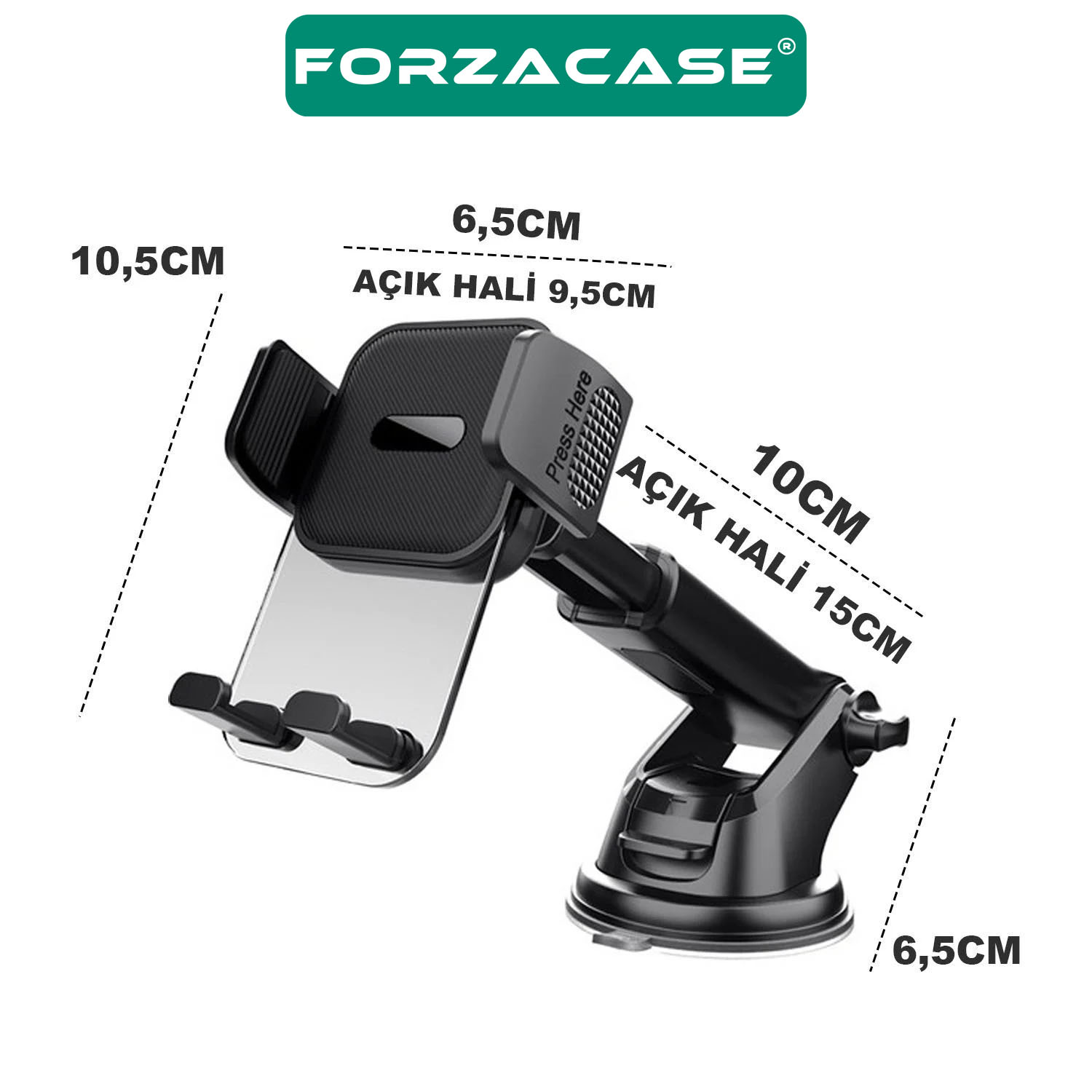 Forzacase 360 Derece Döner Araç İçi Torpido ve Cam Vantuzlu Telefon Tutucu - FC804
