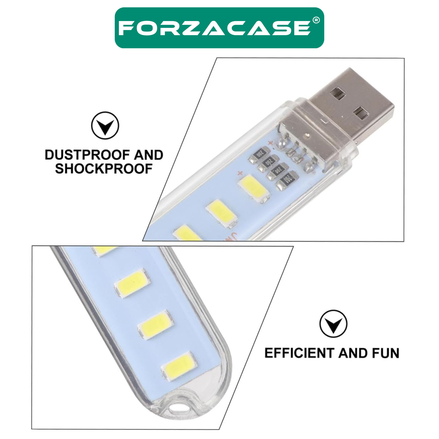 Forzacase Taşınabi̇li̇r 8 Ledli̇ Flash USB LED Işık Kitap Okuma Gece Lambası - FC805
