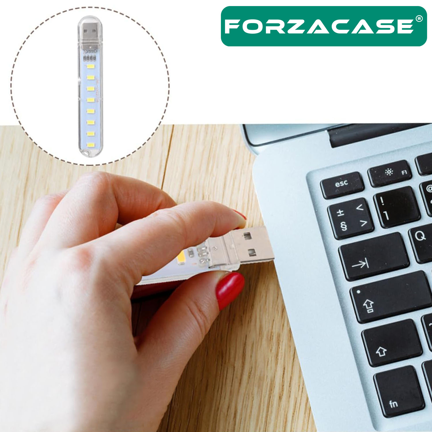 Forzacase Taşınabi̇li̇r 8 Ledli̇ Flash USB LED Işık Kitap Okuma Gece Lambası - FC805