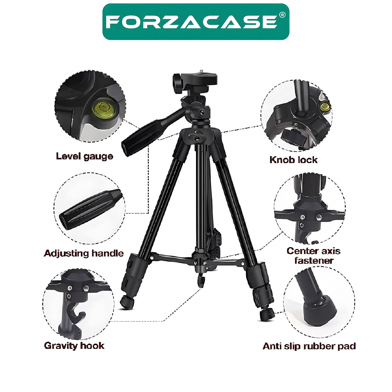 Forzacase 136 cm Profesyonel Kamera DSLR Telefon Tutuculu Çantalı Tripod - FC812