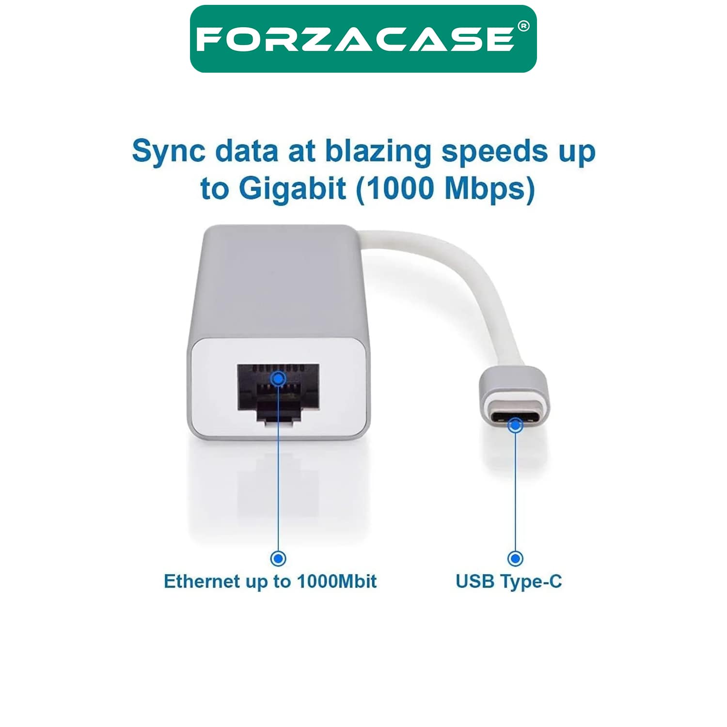 Forzacase Notebook Macbook için Type-C Ethernet 3 Port USB 3.0 Çevirici Hub Adaptör - FC823