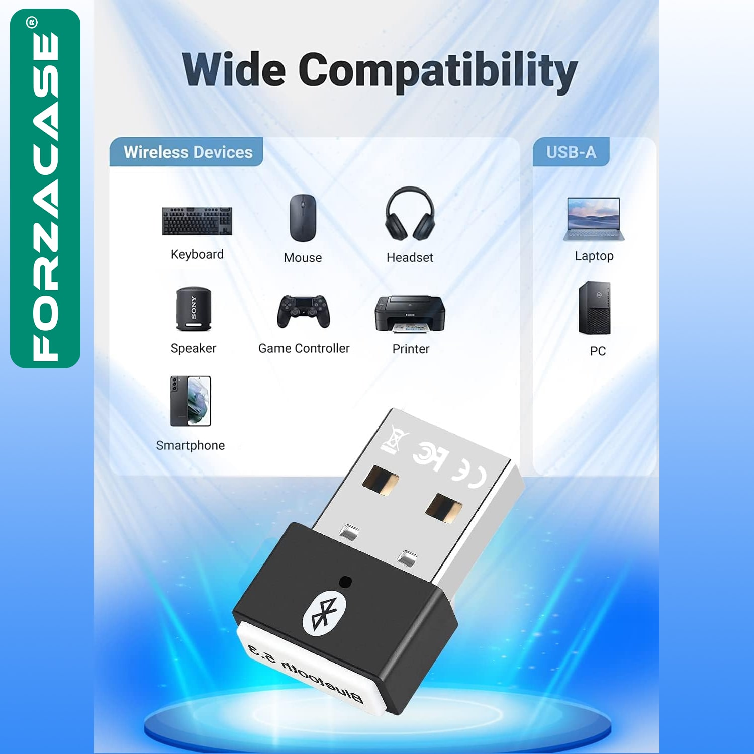 Forzacase Mini v5.3 USB Bluetooth Dongle 5.3 Bluetooth Adaptör - FC827