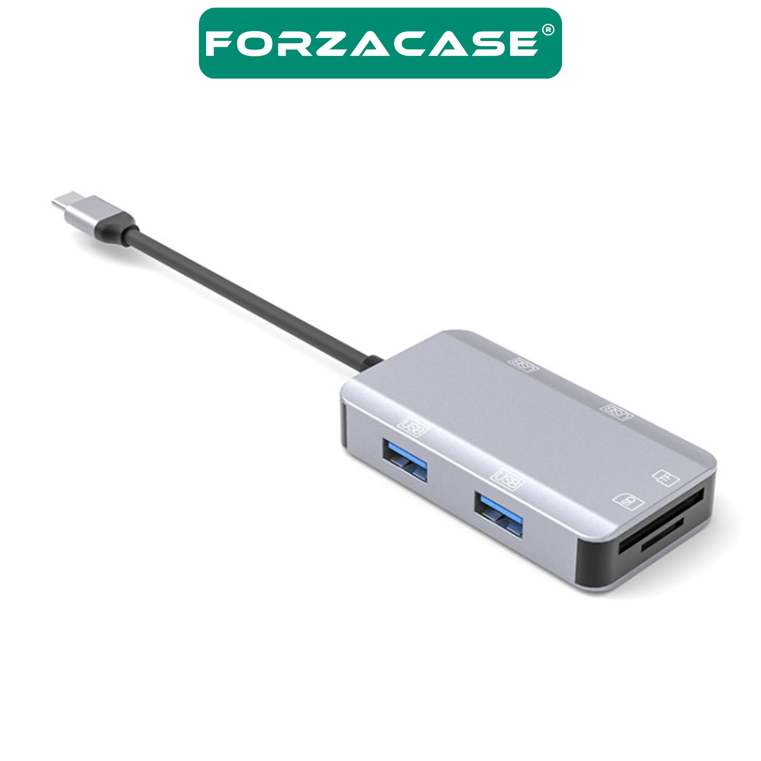 Forzacase 6in1 USB 3.1 Type-C 4 Port USB Çoklayıcı OTG SD Kart Okuyucu Mac iPhone 15 16 Uyumlu FC833