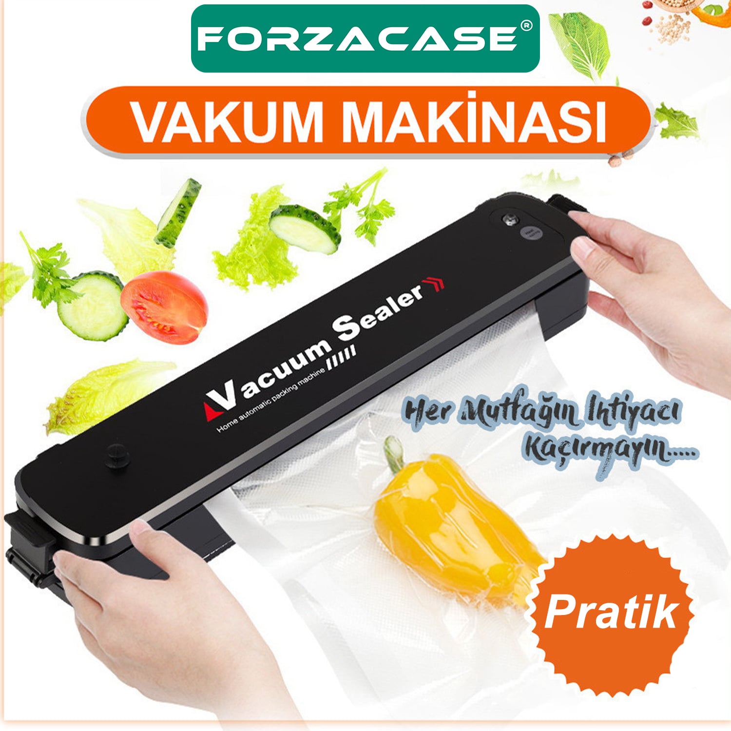 Forzacase Ev Tipi Sebze Meyve Yiyecek Vakumlama Ve Yapıştırma Makinesi - FC836