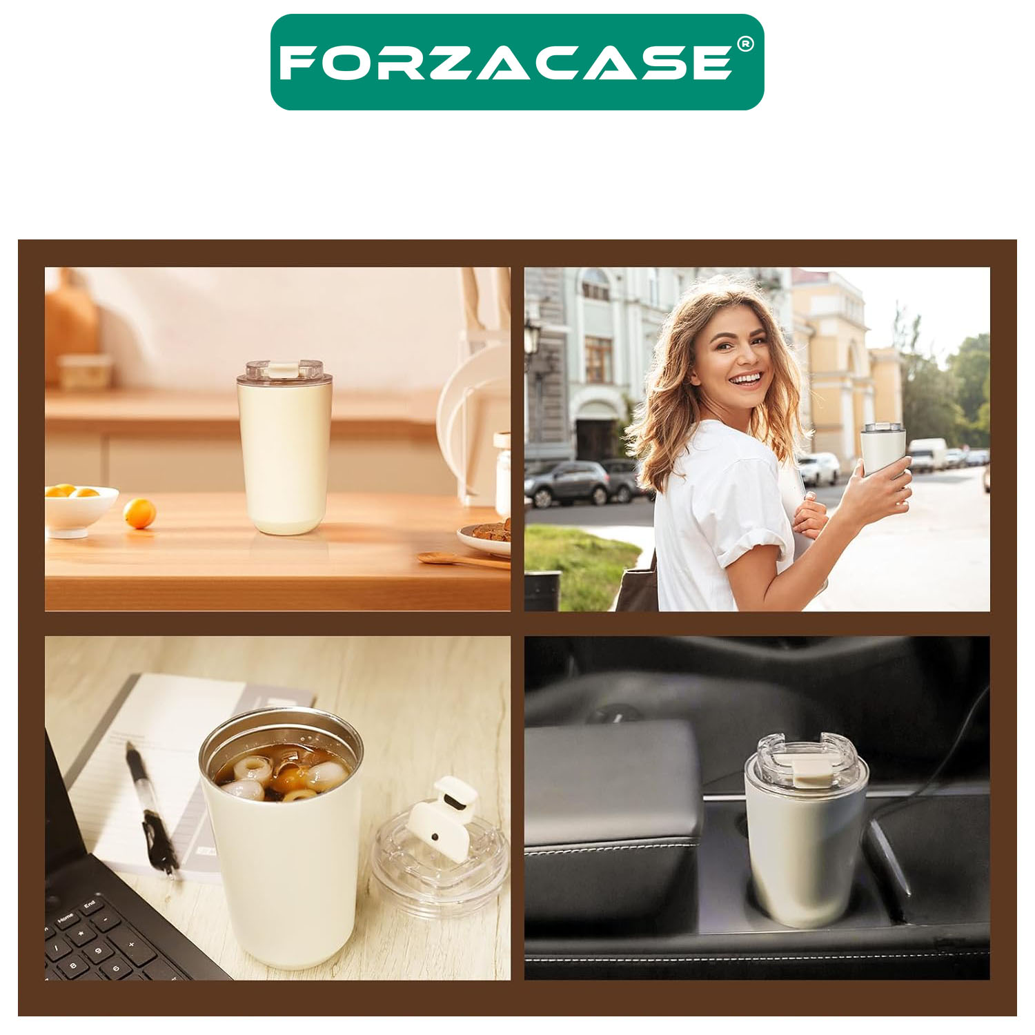 Forzacase Çift Katmanlı Paslanmaz Çelik 240ml 6 Saat Sıcak Soğuk Tutan Bardak Termos Mug - FC845