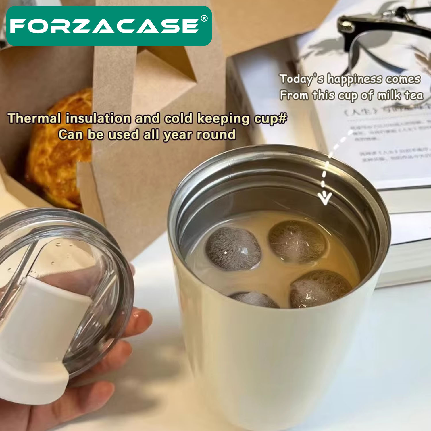 Forzacase Çift Katmanlı Paslanmaz Çelik 240ml 6 Saat Sıcak Soğuk Tutan Bardak Termos Mug - FC845