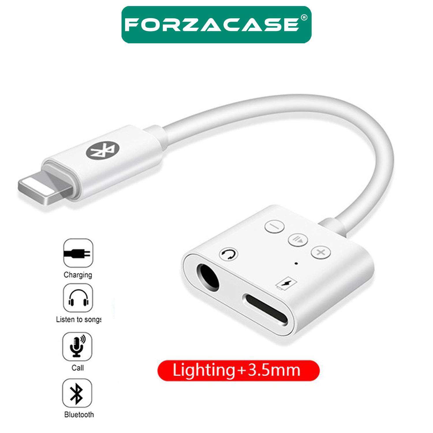 Forzacase iPhone Telefonlar ile uyumlu Kontrol Tuşlu Lightning Şarj ve 3.5mm Kulaklık Çevirici FC846