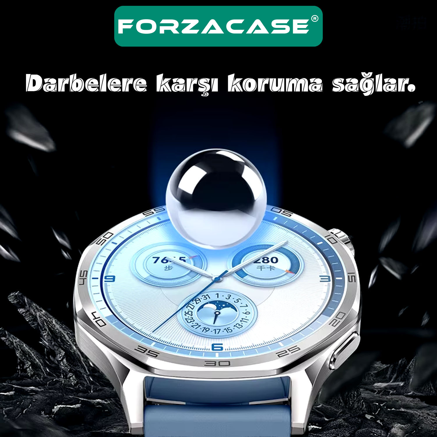 Forzacase Huawei Watch GT5 Pro 46mm ile uyumlu Temperli Kırılmaz Cam Ekran Koruyucu - FC861