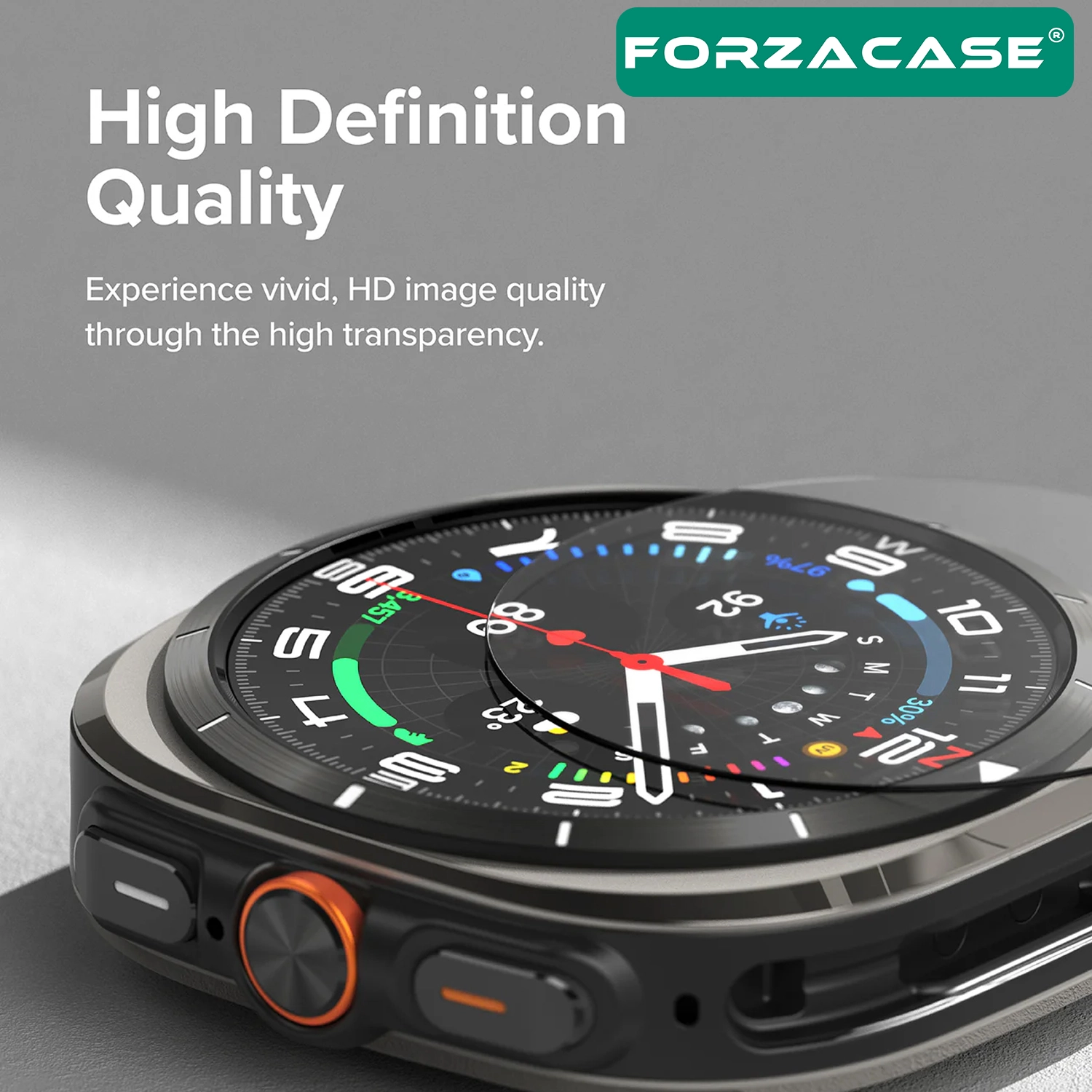 Forzacase Samsung Galaxy Watch 7 Ultra 47mm ile uyumlu Temperli Kırılmaz Cam Ekran Koruyucu FC861