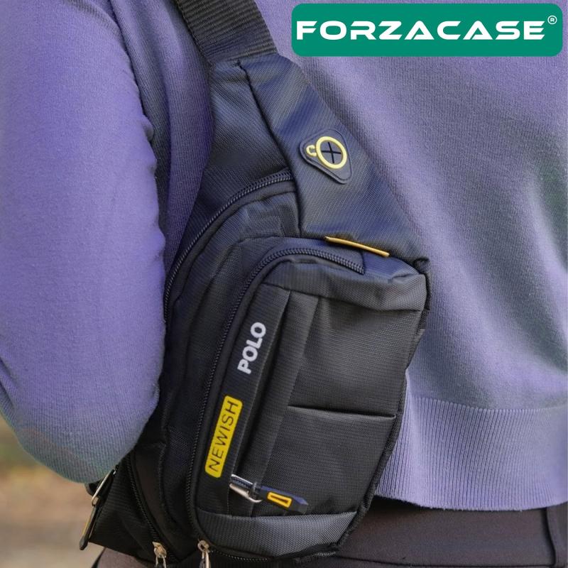 Forzacase Unisex Siyah Su Geçirmez Kulaklık Çıkışlı 4 Bölmeli Bel Ve Omuz Çantası - FC862