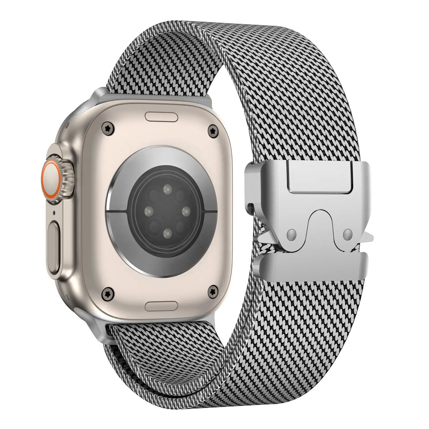 Forzacase Apple Watch 12 46mm ile uyumlu Mekanizmalı Metal Hasır Kordon Kayış - FC864
