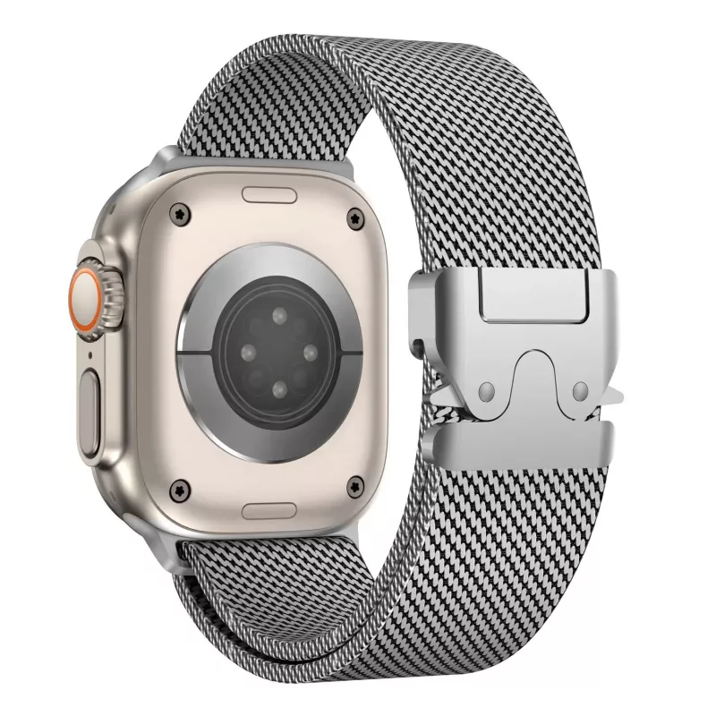 Forzacase Apple Watch Ultra 3 49mm ile uyumlu Mekanizmalı Metal Hasır Kordon Kayış - FC864
