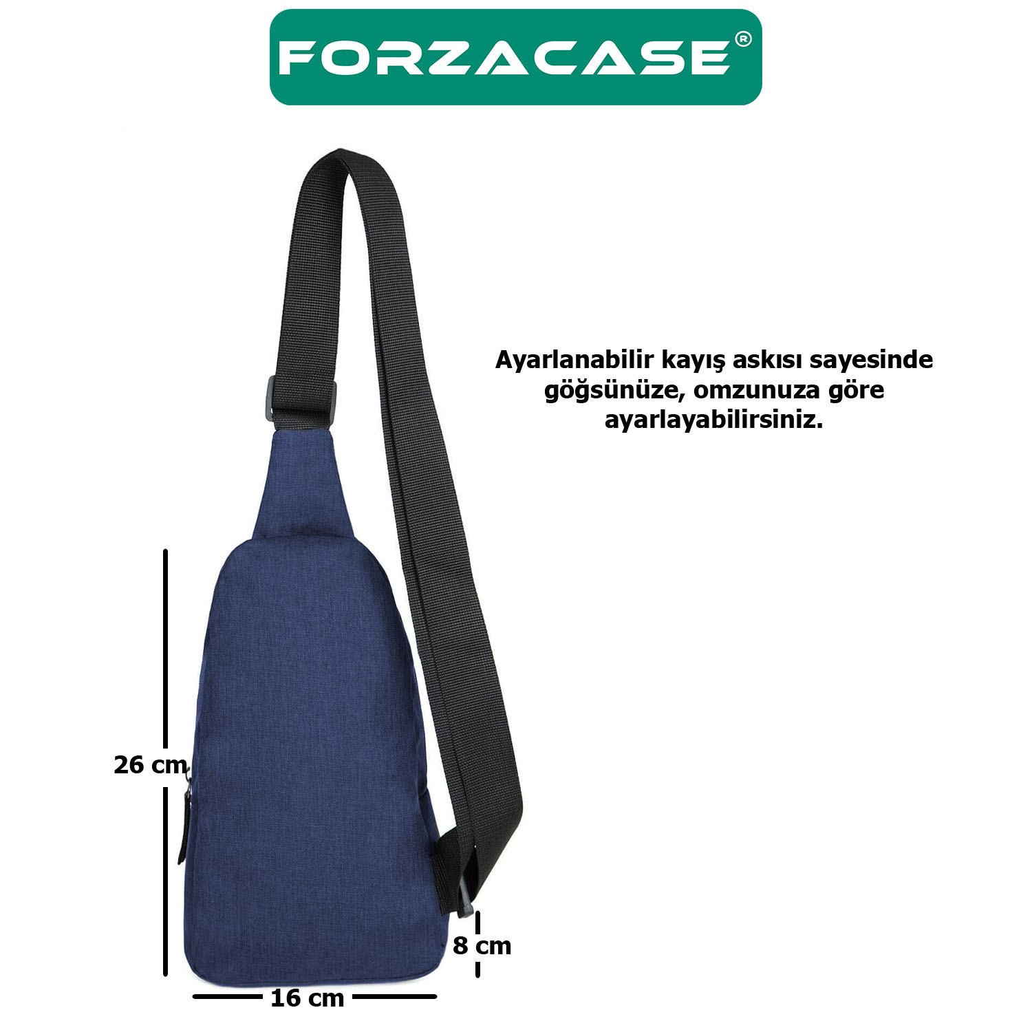 Forzacase Unisex Su Geçirmez Kulaklık Çıkışlı 3 Bölmeli Quatro Çapraz Göğüs ve Sırt Çantası FC868