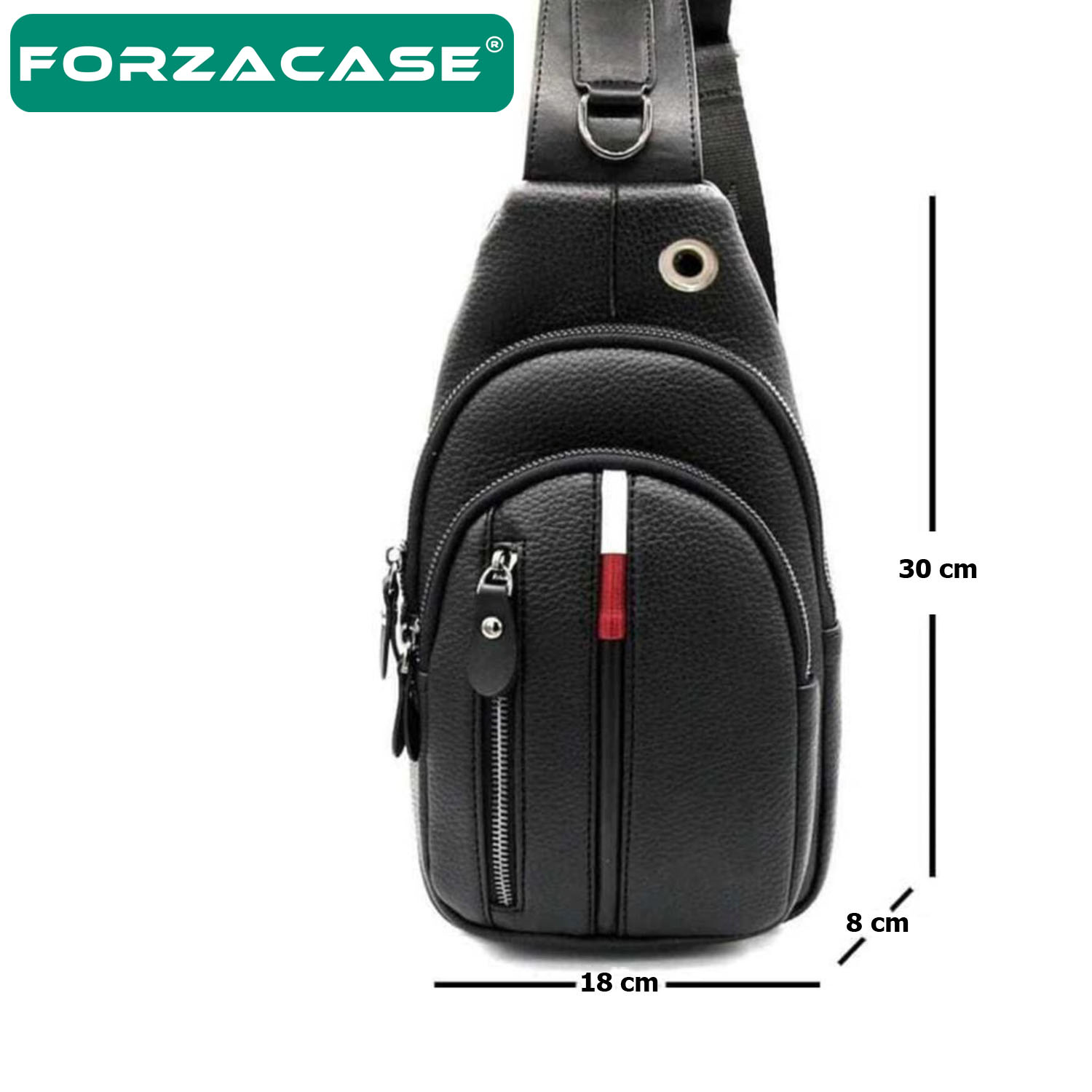 Forzacase Unisex Su Geçirmez Kulaklık Çıkışlı 2 Bölmeli Suni Deri Çapraz Göğüs ve Sırt Çantası FC869