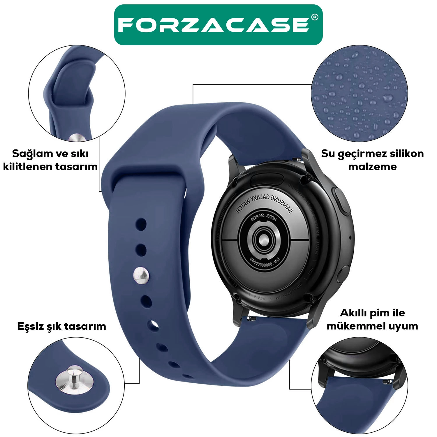Forzacase Xiaomi Watch 5 47mm ile uyumlu Yumuşak Jel Şık Silikon Kordon Kayış - FC875